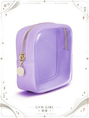 Clear PVC Mini Cosmetic Bag Mesh Pocket Water-Resistant Travel Pouch